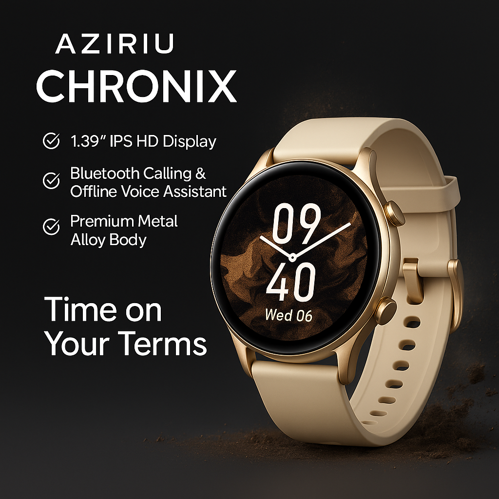 Aziriu Chronix – Premium Smartwatch with Voice Calling, AMOLED Display & Fitness Tracking