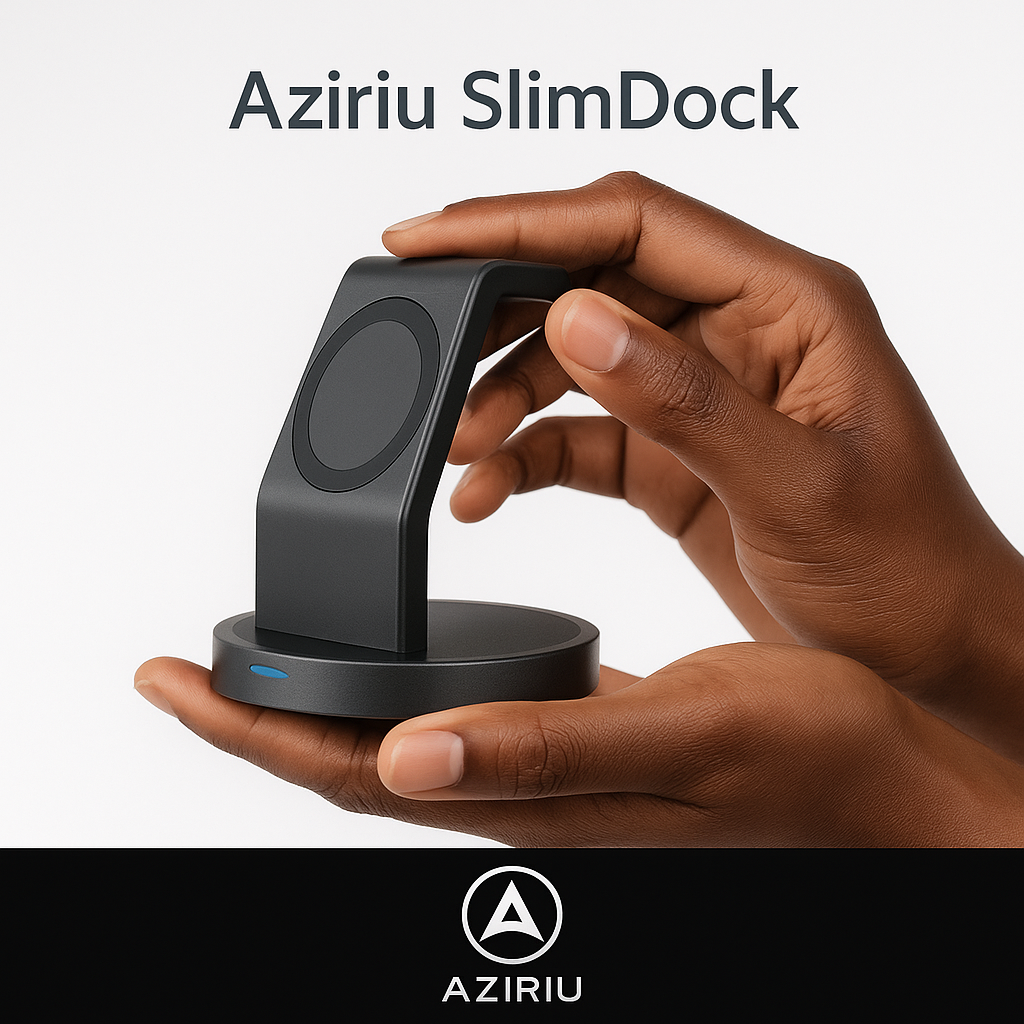 Aziriu SlimDock – 3-in-1 Minimalist Wireless Charging Station for iPhone, Apple Watch and AirPods | 15W MagSafe Magnetic Fast Charger